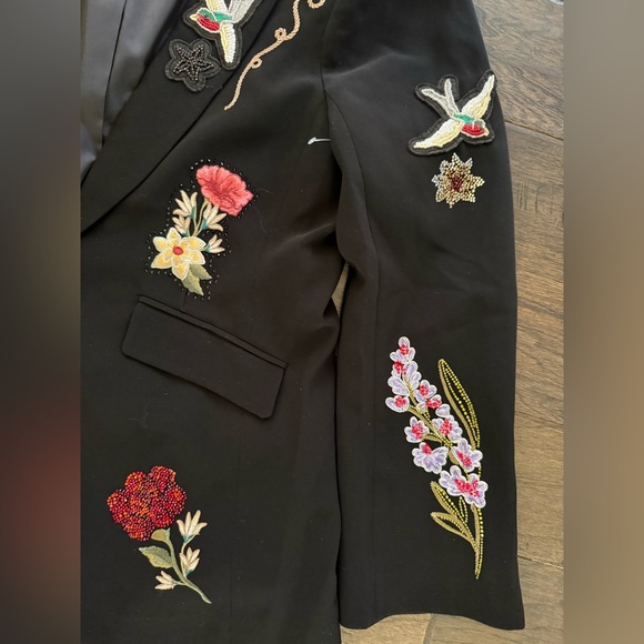 Cinq à Sept Cheyenne Western Americana Appliqué Scrunched Blazer Size 14 - Picture 5 of 9